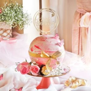 Pink Chocolate Ball Pinata Birthday Cake